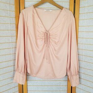 Rebecca Taylor Rose Gold Cottage Core Blouse Size 4 Long Sleeves MSRP $265